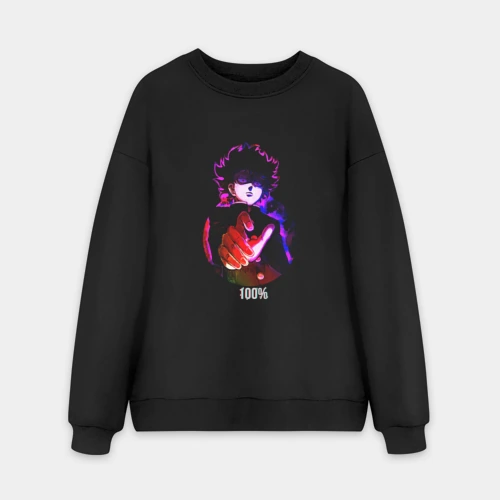 Мужской свитшот oversize без начеса хлопок Anime Mob Psycho 100 Shigeo