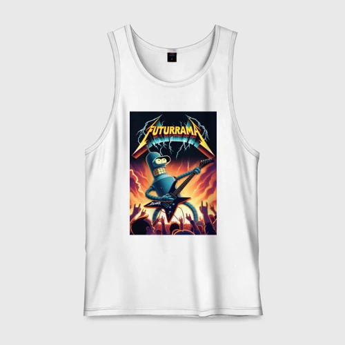 Мужская майка хлопок Bender cool thrash rock guitarist - Futurama