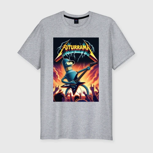 Мужская футболка хлопок Slim Bender cool thrash rock guitarist - Futurama