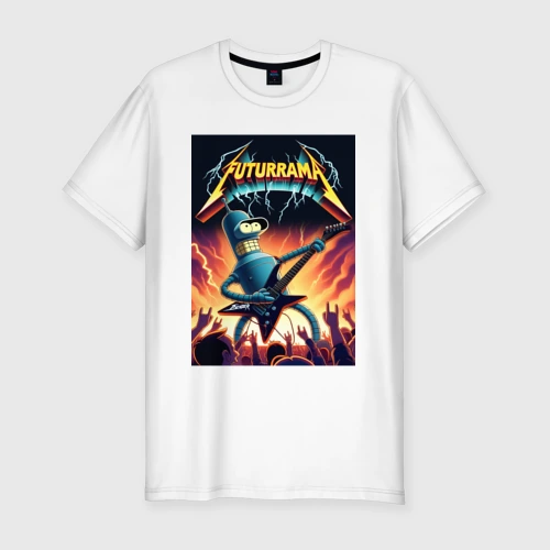 Мужская футболка хлопок Slim Bender cool thrash rock guitarist - Futurama