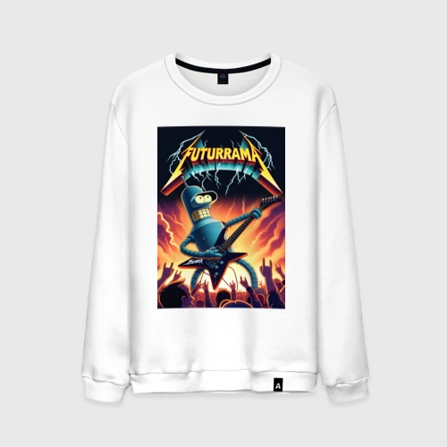Мужской свитшот хлопок Bender cool thrash rock guitarist - Futurama