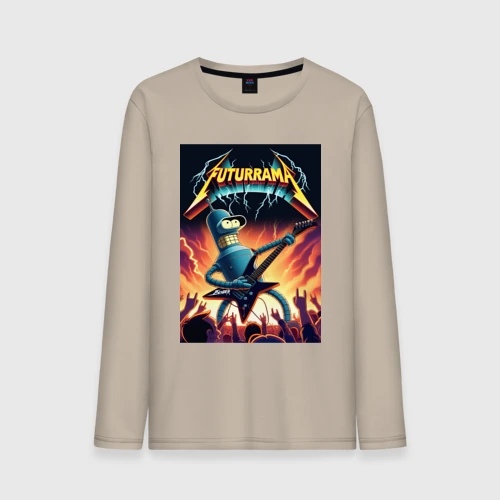 Мужской лонгслив хлопок Bender cool thrash rock guitarist - Futurama