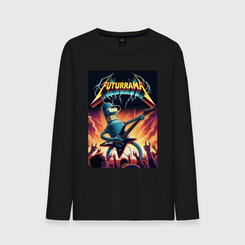 Мужской лонгслив хлопок Bender cool thrash rock guitarist - Futurama