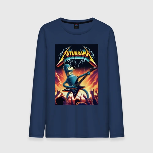 Мужской лонгслив хлопок Bender cool thrash rock guitarist - Futurama