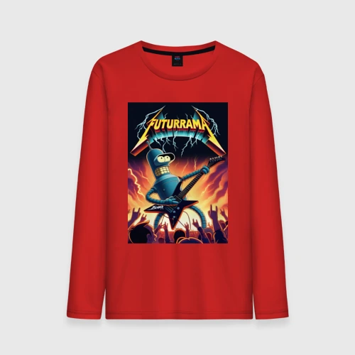 Мужской лонгслив хлопок Bender cool thrash rock guitarist - Futurama