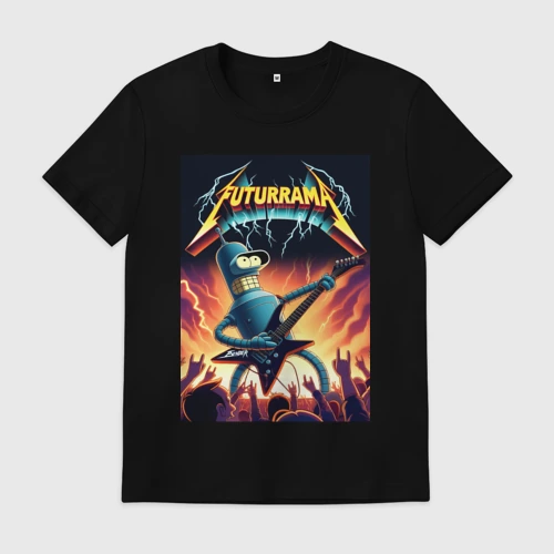 Мужская футболка хлопок Bender cool thrash rock guitarist - Futurama