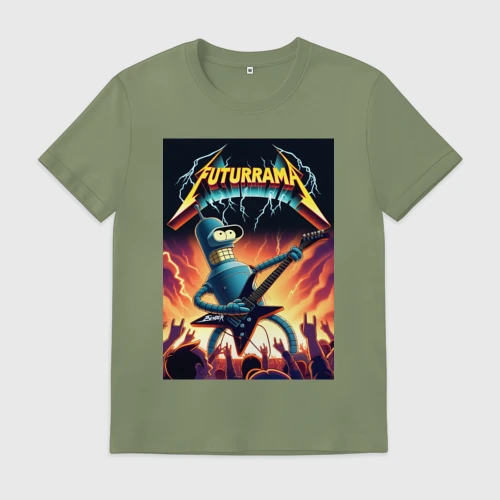 Мужская футболка хлопок Bender cool thrash rock guitarist - Futurama