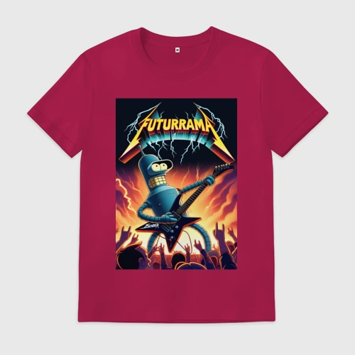 Мужская футболка хлопок Bender cool thrash rock guitarist - Futurama