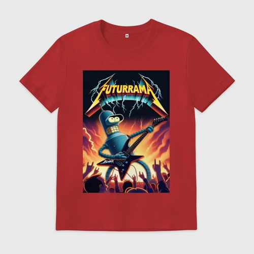 Мужская футболка хлопок Bender cool thrash rock guitarist - Futurama