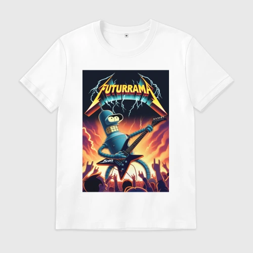 Мужская футболка хлопок Bender cool thrash rock guitarist - Futurama