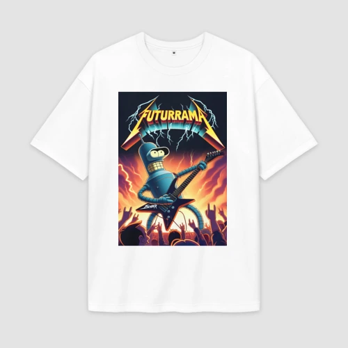 Мужская футболка Oversize хлопок premium Bender cool thrash rock guitarist - Futurama
