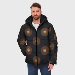 Мужская зимняя куртка 3D Black coffee moon drops pattern - фото 2
