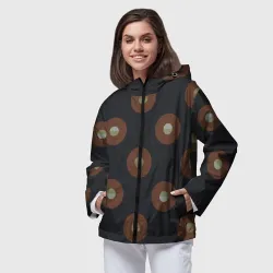 Женская ветровка 3D Black coffee moon drops pattern - фото 2