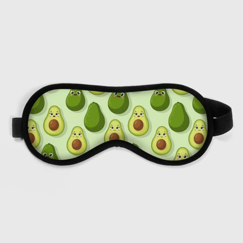 Маска для сна 3D с принтом Милые авокадо - паттерн, вид спереди #2
