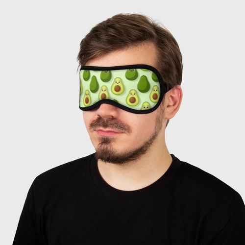 Маска для сна 3D с принтом Милые авокадо - паттерн, вид сбоку #3