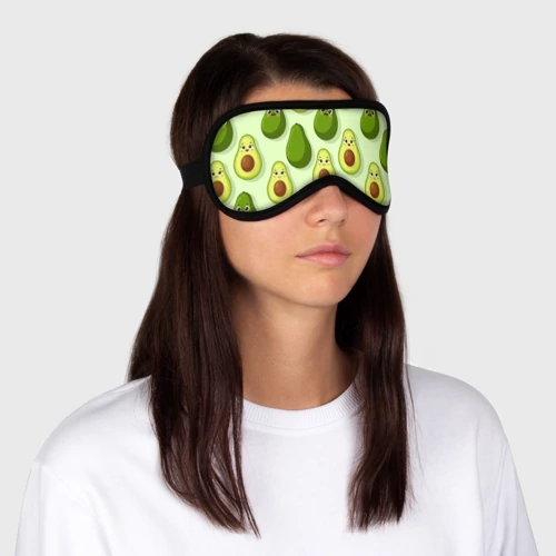 Маска для сна 3D с принтом Милые авокадо - паттерн, фото на моделе #1