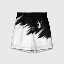 Детские спортивные шорты 3D Doom краски черно белый