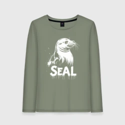 Женский лонгслив хлопок Тюлень белой краской