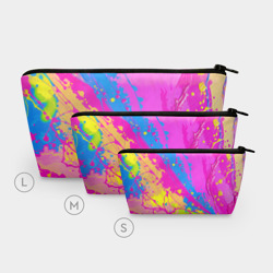 Косметичка 3D Яркая абстракция из розовых и голубых красок - фото 2