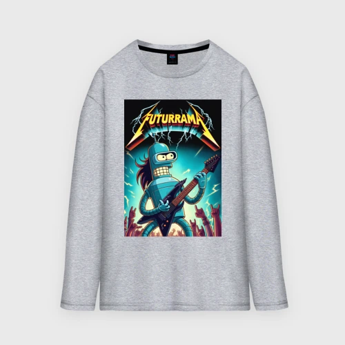 Мужской лонгслив oversize хлопок Хард рок гитарист Бендер лидер группы Футурама