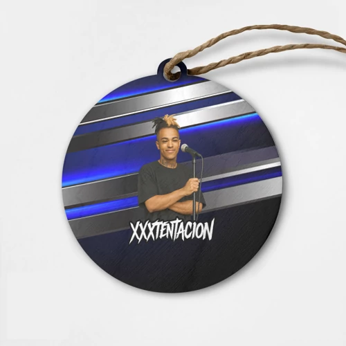 Деревянная игрушка круг XXXTentacion с микрофоном довольный