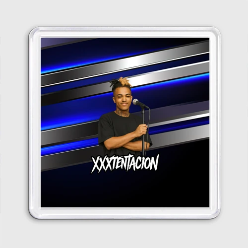 Магнит 55*55 XXXTentacion с микрофоном довольный