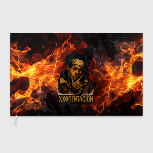 Флаг 3D XXXTentacion на фоне огня