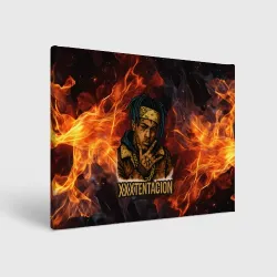 Холст прямоугольный XXXTentacion на фоне огня