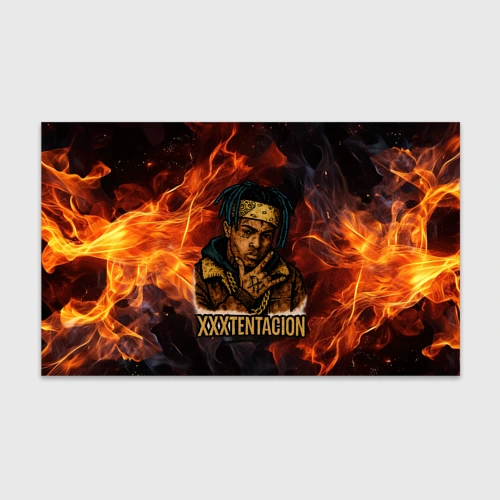 Бумага для упаковки 3D XXXTentacion на фоне огня
