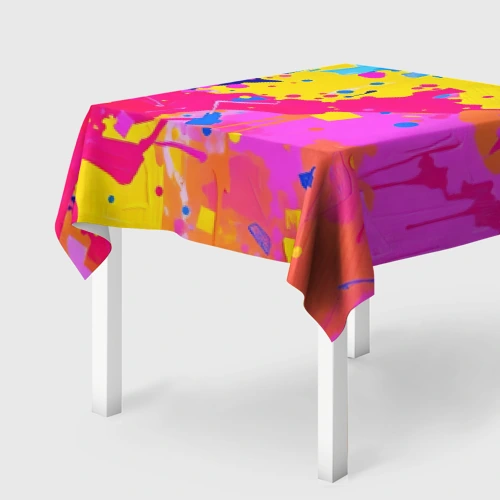 Скатерть 3D Яркие пятна акриловой краски на стене