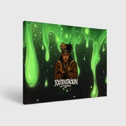 Холст прямоугольный XXXTentacion на фоне зеленой краски
