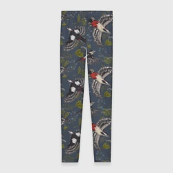 Леггинсы 3D Дятлы и цветы