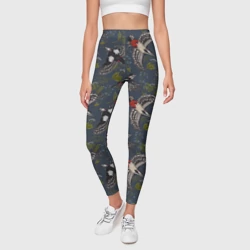 Леггинсы 3D Дятлы и цветы - фото 2