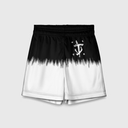 Детские спортивные шорты 3D Doom краски черно белый