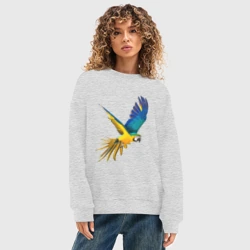 Женский свитшот oversize без начеса хлопок Попугай в полете - фото 2
