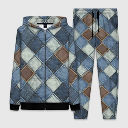 Женский костюм 3D Джинсовый пэчворк ромбовый узор