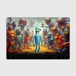 Головоломка Пазл магнитный 126 элементов Bender bending robot among the Monsters - ai art fantasy