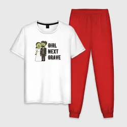 Мужская пижама с белой футболкой хлопок Любовь зомби