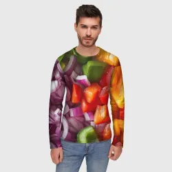 Мужской лонгслив 3D Микс из овощей - текстура - фото 2