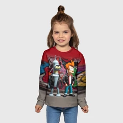 Детский лонгслив 3D Bender bending robot and Fry - ai art graffiti - фото 2