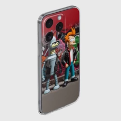 Чехол для iPhone 15 Pro Max силиконовый с защитой камеры Bender bending robot and Fry - ai art graffiti - фото 2