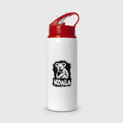 Бутылка для воды с трубочкой Коала черное граффити