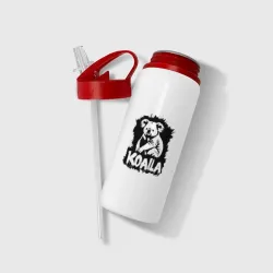 Бутылка для воды с трубочкой Коала черное граффити - фото 2