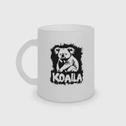 Кружка матовая стеклянная Коала черное граффити