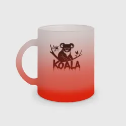 Кружка матовая стеклянная Коала на черной ветке