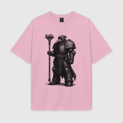 Женская футболка Oversize хлопок texturе Чумной доктор космодесантник