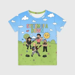 Детская футболка 3D System of a Down, мультяшный
