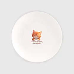 Тарелка Сонный рыжий котёнок