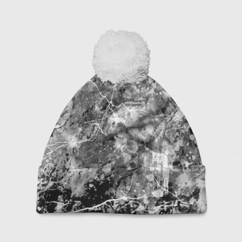 Шапка 3D c помпоном Абстракция - black stone