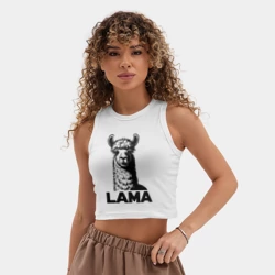 Женская укороченная майка-топ хлопок Лама в стиле минимализм - фото 2